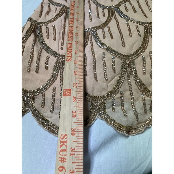 NBD Revolve Tristan Mini Dress XS Sequin Scalloped Hem Bow Delicate Regal Gold - Picture 11 of 13